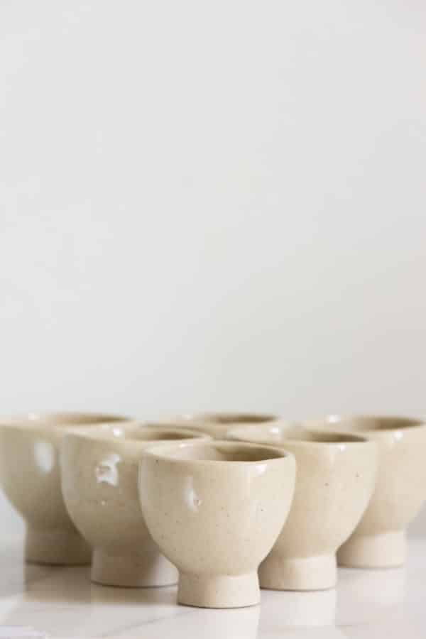 Set of 6 Hand-built White Ceramic Tea/Espresso Cups