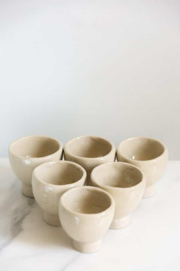 Set of 6 Hand-built White Ceramic Tea/Espresso Cups