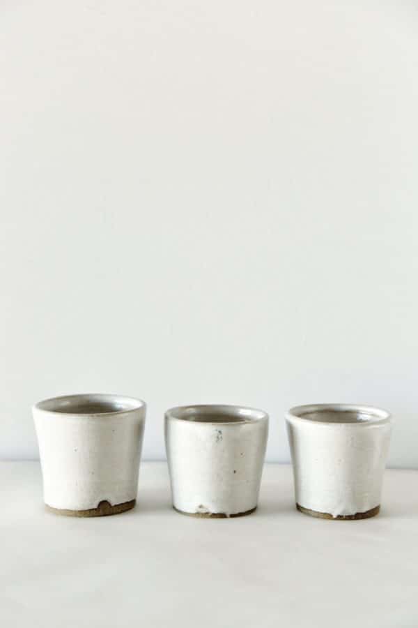 Set of 3 Small White Ceramic Cups