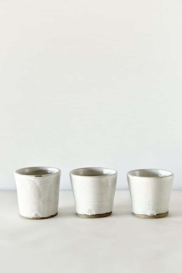 Perfectly Imperfect Set of 3 Small White Ceramic Cups