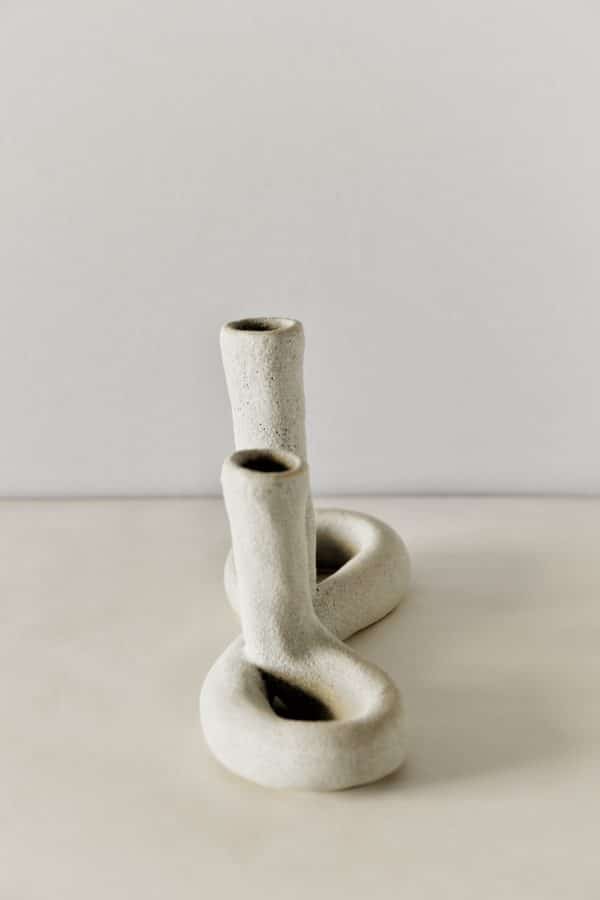 Double Stone Ceramic Taper Candle Holder "Infinity"