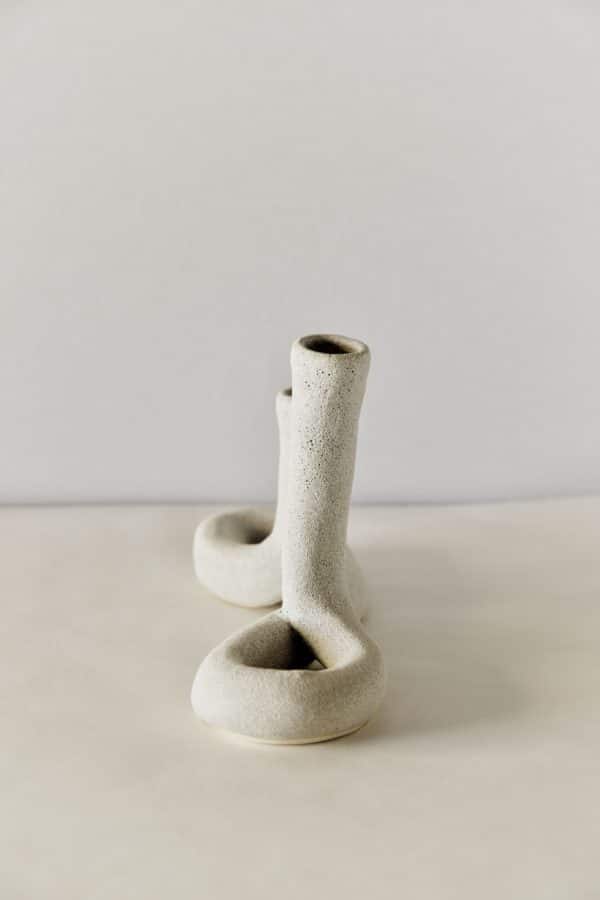 Double Stone Ceramic Taper Candle Holder "Infinity"