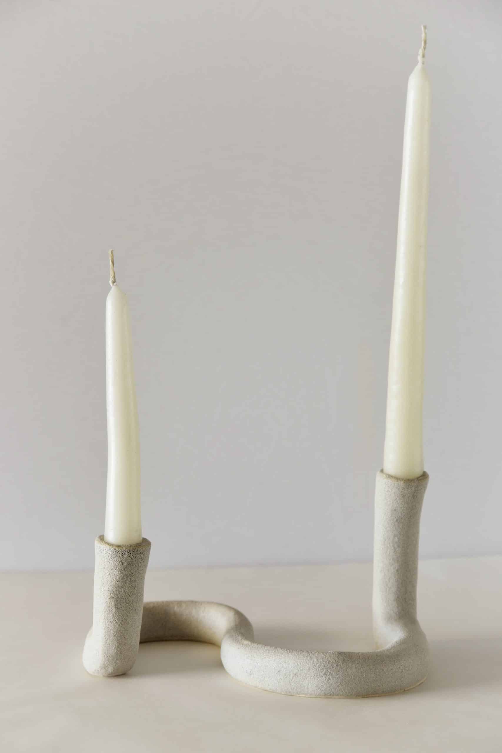 Double Stone Ceramic Taper Candle Holder | STRAND - ALLIYAH AND THINGS