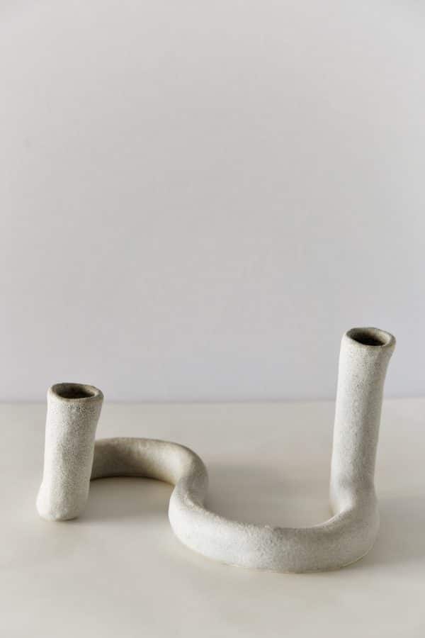 Double Stone Ceramic Taper Candle Holder "STRAND"