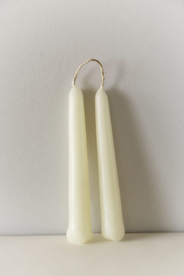 5.75" Inch White Sustainably Sourced Beeswax Candles in a Set of 2