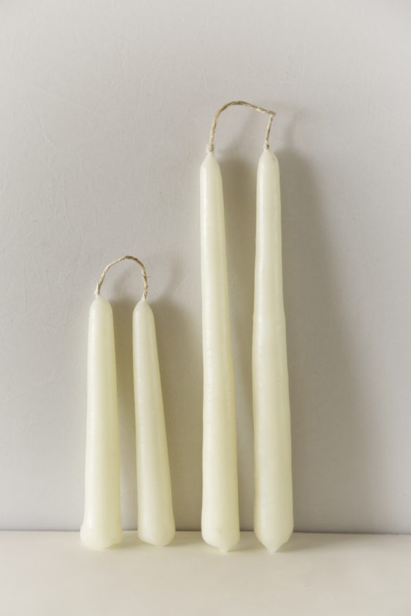 9" Inch and 5.75" Inch White Sustainably Sourced Beeswax Candles in a Set of 2