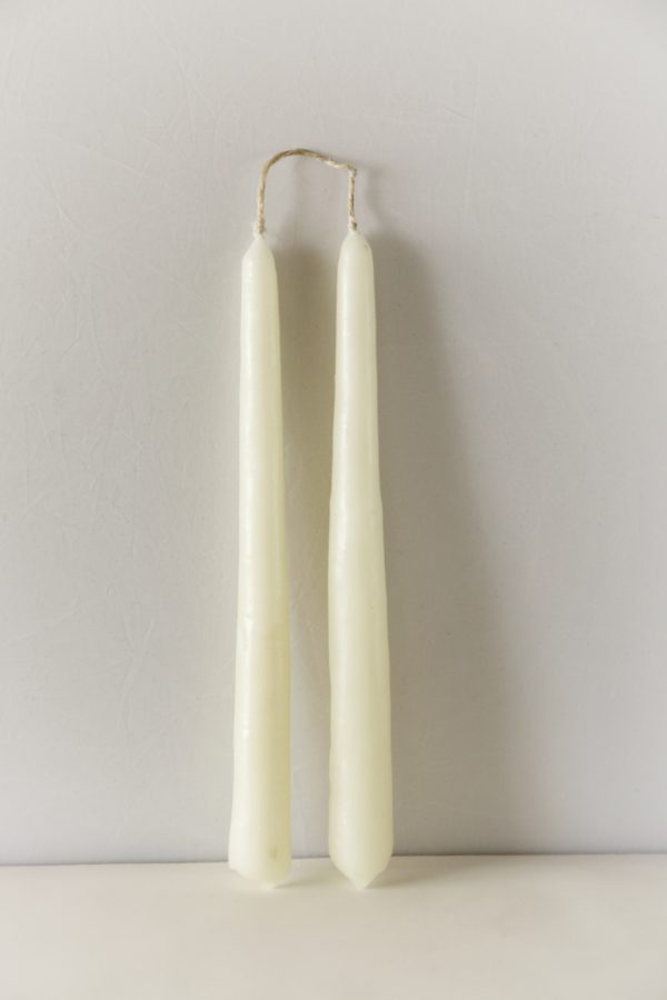 9" Inch White Sustainably Sourced Beeswax Candles in a Set of 2