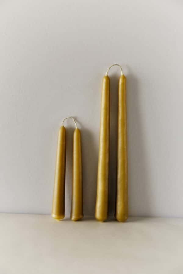 5.75" Inch and 9" Inch Yellow Sustainably Sourced Beeswax Candles