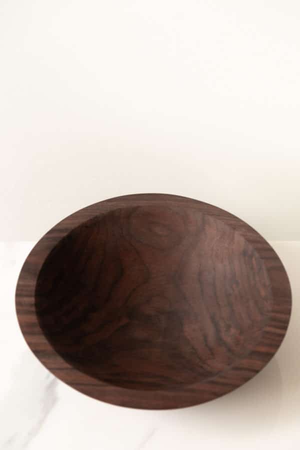 Sustainable Walnut Wooden Salad Bowl birds eye view