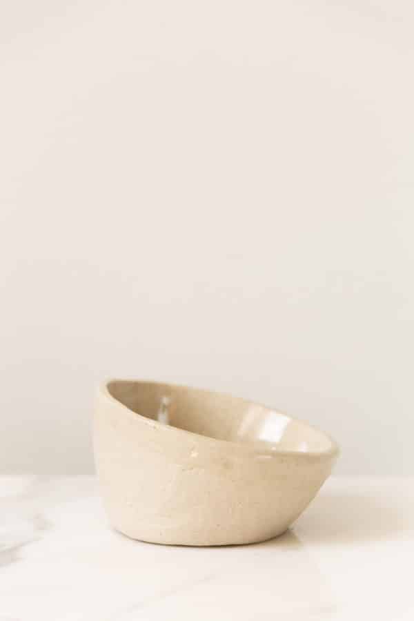 "Full Moon" Ceramic Bowl in Off White side view