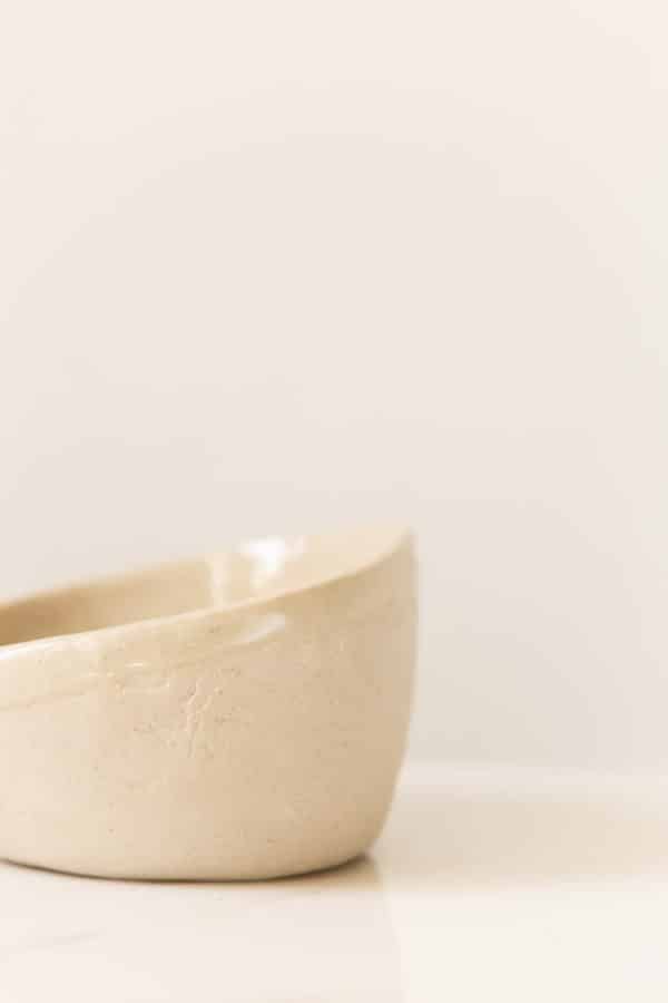 "Full Moon" Ceramic Bowl in Off White side view