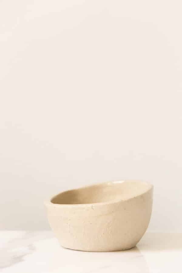 "Full Moon" Ceramic Bowl in Off White side view